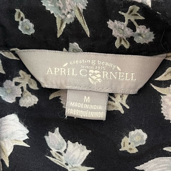 April Cornell Vintage Black Floral Long Sleeve 90’s Dress with Pockets - Picture 2 of 6
